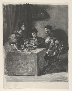 Mephistopheles presenterer seg for Martha Goethe, Faust, 1825-27., 1825-27. av Eugène Delacroix