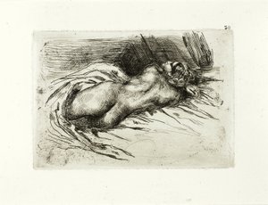 Liggende naken, bakfra av Eugène Delacroix
