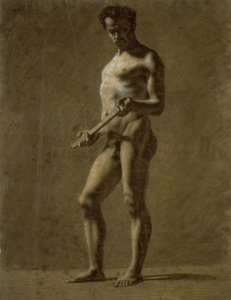 Stående akademisk mann naken (rekto); Skisse av overarmen (verso) av Eugène Delacroix
