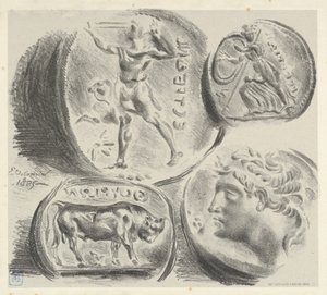 Studier av fire greske mynter, 1825., 1825. av Eugène Delacroix
