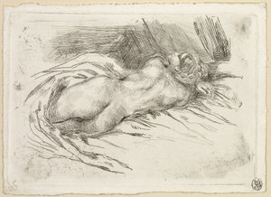 Studie av en kvinne sett fra baksiden av Eugène Delacroix