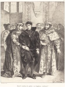 Dronningen prøver å trøste Hamlet (Act I, Scene II) av Eugène Delacroix