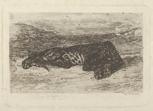 Tiger som ligger i ørkenen, 1846, 1846. av Eugène Delacroix