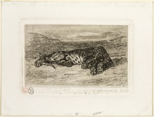 Tiger hviler i ørkenen av Eugène Delacroix