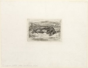 Tiger hviler i ørkenen av Eugène Delacroix