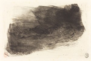 Tiger sover ved inngangen til hulen sin Tiger sover ved inngangen til hulen sin, ca. 18281833. av Eugène Delacroix