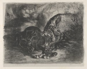 Villhest felt av en tiger, 1828., 1828. av Eugène Delacroix