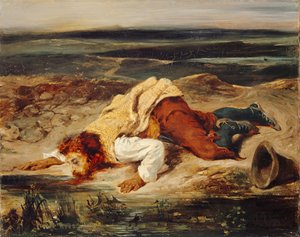Såret Brigand Roman Shepherd, ca 1825. av Eugène Delacroix