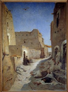 Utsikt over gaten Bab el Gharbi i Laghouat i Algerie Maleri av Eugene Fromentin
