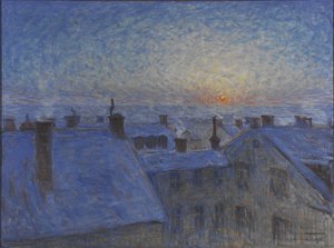 Soloppgang over Stockholms hustak, 1903