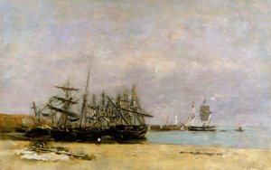 Portrieux - Strandede skip av Eugene Louis Boudin