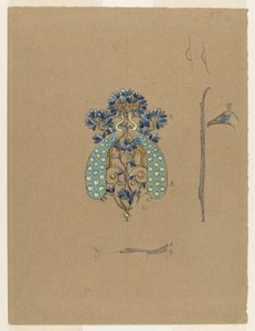 Design for et beltespenne med påfuglmotiv av Eugene Grasset