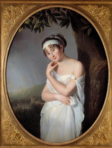 Portrett av Madame Juliette Recamier (1777-1849), født Jeanne-Francoise Bernard Maleri av Eulalie Morin (1765-1837) 1799. Dim. 1,15x0,87 m. av Eulalie Morin