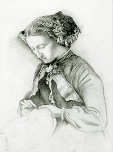 Portrett av Effie med revebjeller i håret (The Foxglove) 1853 av Euphemia Ruskin