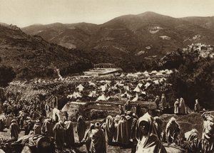 Moulay-Idris, pilgrimsleir (s/hvitt bilde) av European Photographer