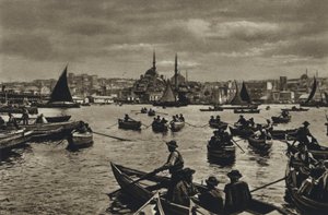 Tyrkia, Konstantinopel, På Det gylne horn (s/hvitt bilde) av European Photographer