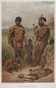 En Bosjesman-familie (chromolitho) av European School