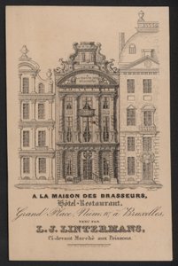 På La Maison Des Brasseurs, Hotel Restaurant, Brussel, L J Lintermans (gravering) av European School