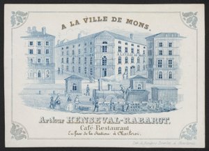 A La Ville De Mons, Arthur Henseval-Rabarot, Cafe Restaurant (gravering) av European School