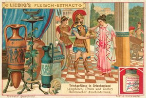 En avskjedsdrink i antikkens Hellas (chromolitho) av European School