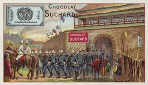 Allierte tropper marsjerte ut av Tianjin, Kina, Boxer Rebellion, 1900 av European School