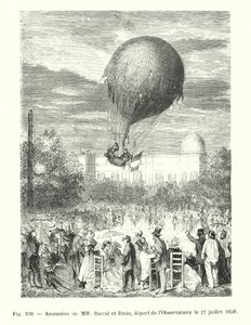 Ascension av MM Barral og Bixio, avgang fra observatoriet 27. juli 1850 (gravering) av European School