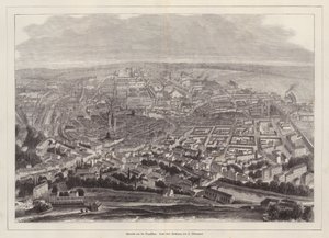 Fugleperspektiv av Chemnitz, Tyskland (gravering) av European School