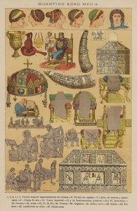 Bysantinsk middelalder (farge litho) av European School