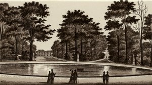 Bruxelles / Brussel: Utsikt over parken (litho) av European School