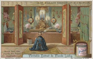 Buddhistmunk i en pagode i et keiserlig palass, Kina av European School