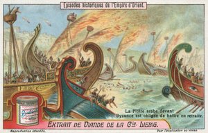Byzantium i retrett fra araberne, Liebig-kort, tidlig på 1900-tallet (kromo) av European School