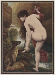 Callisto, nymfe fra gresk mytologi (farge litho) av European School