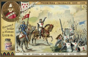 Erobring av Jerusalem av Godfrey av Bouillon, første korstog, 15. juli 1099 av European School