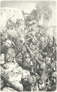 Fangst av Malakoff Redoubt under beleiringen av Sevastopol, 8. september 1855 (gravering) av European School