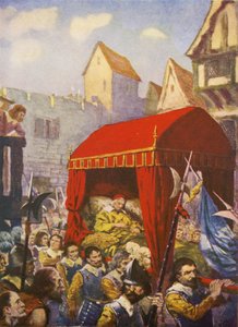 Kardinal Richelieus ankomst til Lyon (fargelitografi) av European School