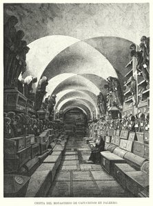 Katakombene til Capuchin-klosteret, Palermo, Sicilia, Italia (litho) av European School