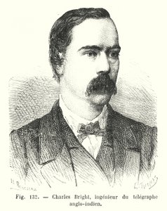Charles Bright , anglo-indisk telegrafingeniør (gravering) av European School
