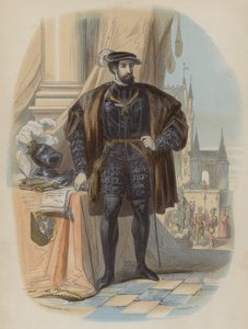 Charles V, den hellige romerske keiseren (farget gravering) av European School
