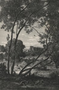 Chatsworth, til hertugen av Devonshire, England (gravering) av European School