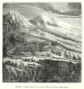 Sentraljernbane, etablert i 1866, på Mont-Cenis (gravering) av European School