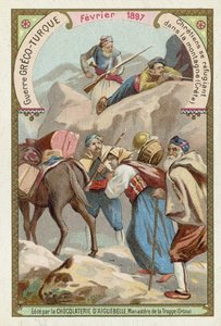 Kristne søker tilflukt i fjellene på Kreta, gresk-tyrkisk krig, februar 1897