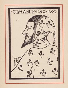 Cimabue , italiensk middelalderkunstner (litho) av European School