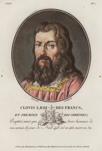 Clovis I, kongen av frankerne (farget gravering) av European School