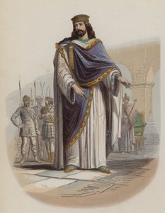 Clovis I, kongen av frankerne (farget gravering) av European School