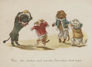 Komiske hunder (farge litho) av European School