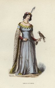 Lady of the 15th Century (farget gravering) av European School
