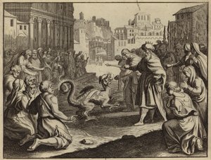 Daniel ødelegger idolet til Bel og dragen (gravering) av European School