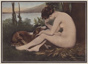 Ekko, sørger over hennes avvisning av Narcissus (farge litho) av European School