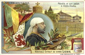 Keiser Menelik II av Etiopia og hans palass i Addis Abeba av European School