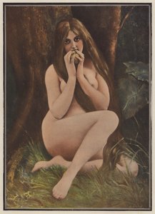 Eva, i Edens hage (farge litho) av European School